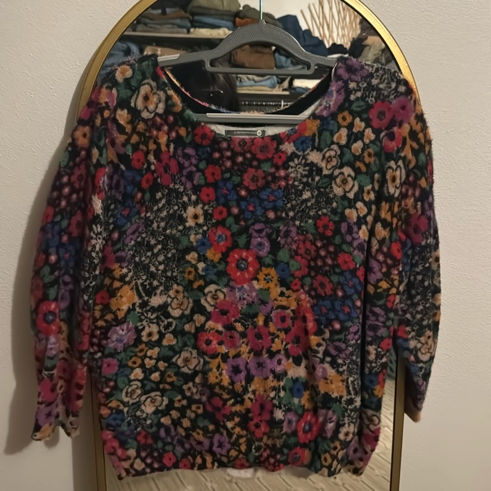 Anthropologie sweater, flower print, size XL